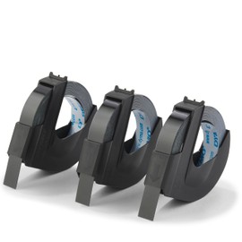 DYMO DYMO Original Prägeband | 3D weiß auf schwarz | 9 mm x 3 m | selbstklebendes Kunststoff Etikettenband | für Junior & Omega Beschriftungsgerät | 3 Prägebänder