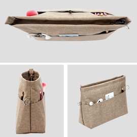 Lckaey Premium Nylon Purse Organizer for neverfull Tote Handbag insert for longchamp and goyard tote Organizers 3097Brown-M