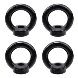 Risbay Lifting Eye Nut Stainless Steel 304,4PCS 1/2" UNC(M12) Heavy Duty Marine Grade, Hardware Ring Shaped Eye Bolt-Black