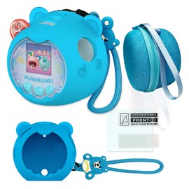 Hard Case and Silica Gel Cover for Takara Tomy (TAKARA TOMY) Punirunz, with Strap and Screen Protector (Blue)