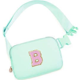 Uygafly Belt Bag Fanny Pack Crossbody Bags with Initials Letter Patch Cute Stuff Birthday Gifts for Teenager Girls Trendy Stuff for Teens | Light Green,B