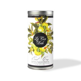 Earl Grey Tea by La Tea Dah | Zesty Gourmet Tea Made with Whole Ceylon Tea Leaves, Bergamot, & Orange Peel | Blended in the USA and Packaged for Gifting | Caffeinated (12 Sachets)