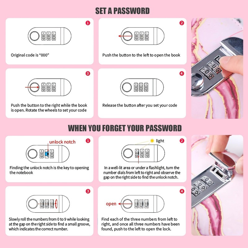 Koogel Diary with Lock for Girls Ages 8-12, A5 Journal