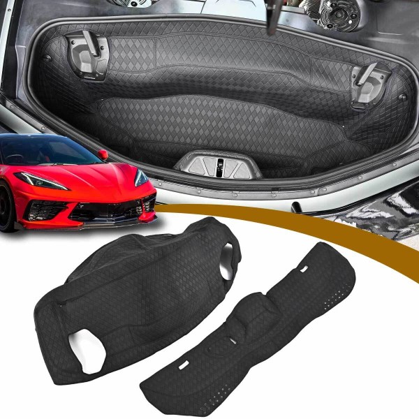 BILLFARO 2x Binding Carpeted Mat Rear Trunk Cargo Mat Liners