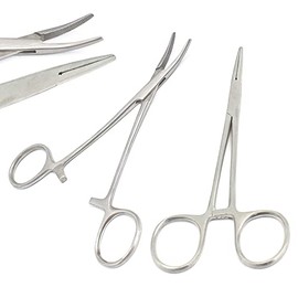 OdontoMed2011 5" Straight & Curved Hemostat Forceps Set - Locking Tweezer Clamps - Ideal Hemostats for Nurses, Fishing Forceps, Crafts and Hobby ODM