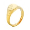 THE BLING KING Gold Half Face Oval Ring Adjustable Ring