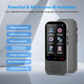 Marsno - Dispositivo traductor de lenguaje AI 138 idiomas, traductor de voz bidireccional en tiempo real, traductor instantáneo portátil con IA integrada para viajes de negocios, aprendizaje y