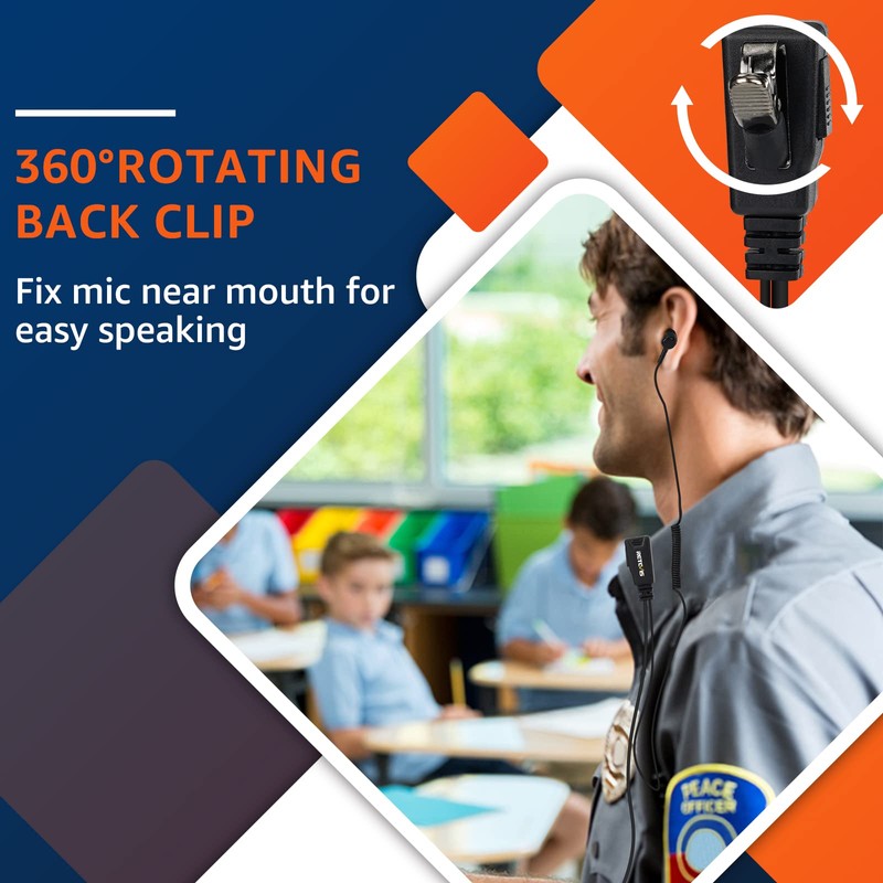 Retevis Walkie Talkie Earpiece with Mic, Coil Tube, 2 Pin,