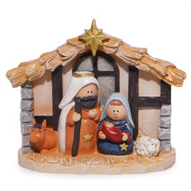 Hodao Christmas Decoration Indoor Home Decor-5''L 4''H Nativity Sets-Xmas Holiday Decor for Tabletop Home Party Room Table Fireplace Office (Traditional Color)