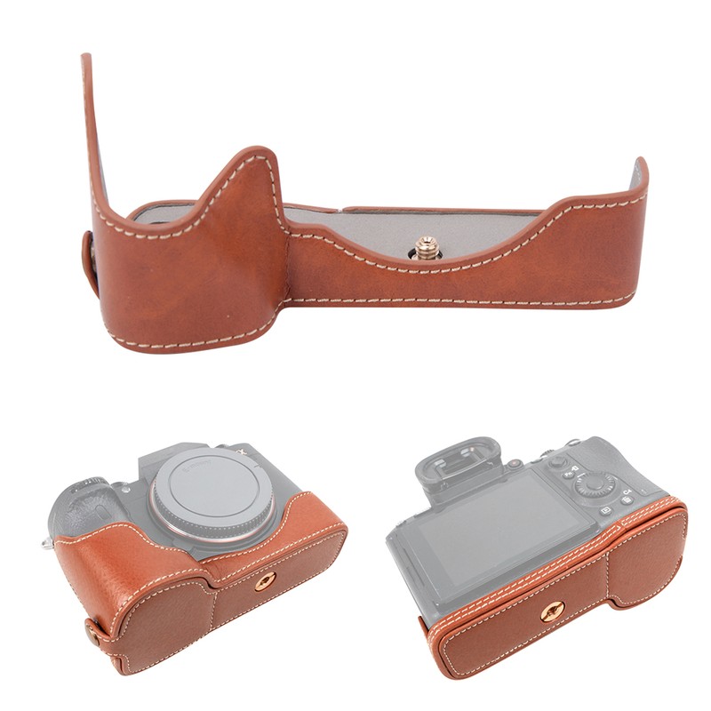 High Quality PU Leather Camera Half Case Grip Bag Protective