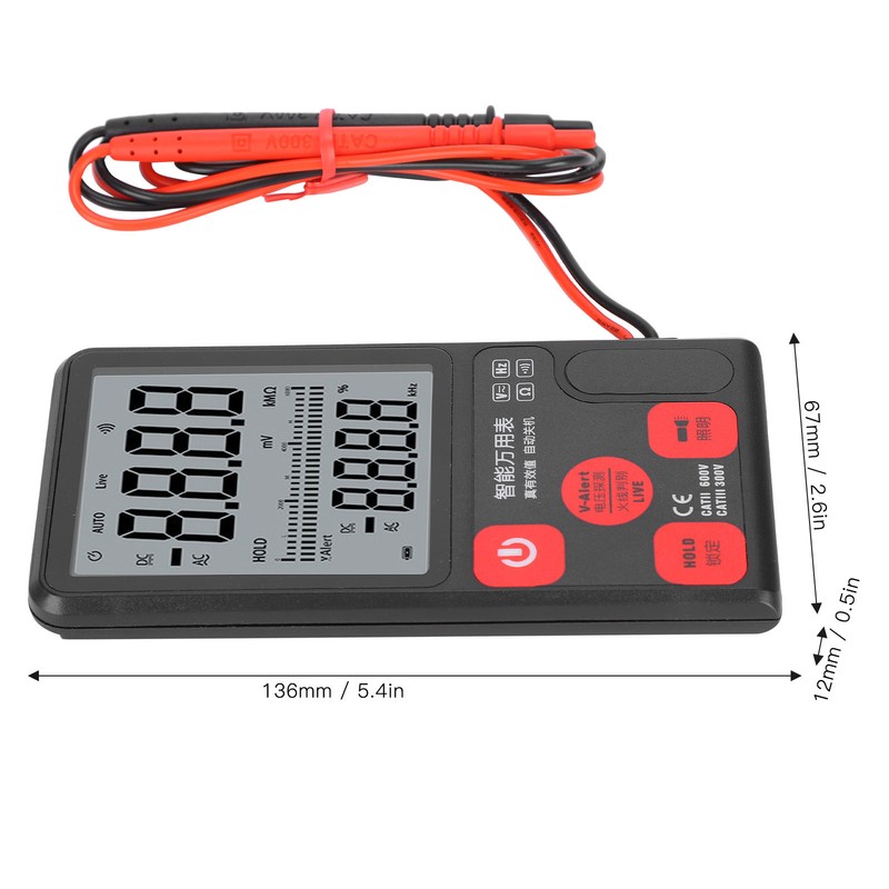 Measuring Voltage Tester Digital Multimeter AC/DC Equipment 3‑Line Display Voltmeter
