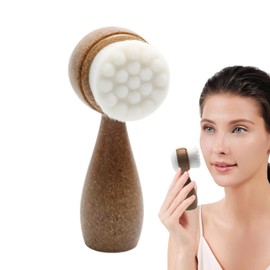 Double Sided Facial Cleansing Brush, Manual Stand Face Cleanser, Ultra Soft Bristle Wash Brush Stand Facial Pore Cleansing Scrubber for Clogged Enlarged Pores