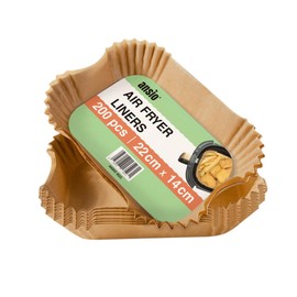 ANSIO Air Fryer Paper Liners - 200 PCS Rectangle Disposable Liners, 22cm x 14cm x 4.5cm Inner Fit, Compatible with Ninja, Salter, Tower and Other Dual Zone Air Fryers – Pack of 200