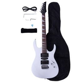 Unbranded US White 170 Electric Guitar HSH 6String w/ Pickup Bag Strap Paddle Rocker Cable