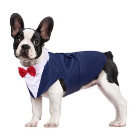 Kuoser Dog Tuxedo, Dog Wedding Suit and Bandana Set, Pet Clothes Puppy Formal Shirt with Removable Bow Tie, Doggie Costume Small Medium Large Dogs Outfit for Party Birthday Festival