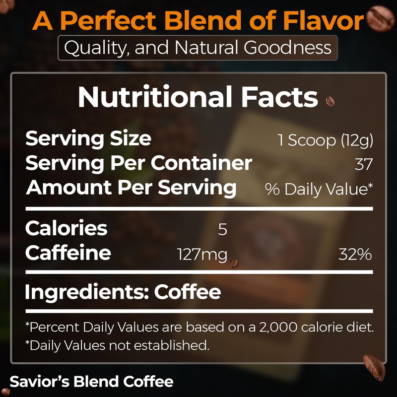 Savior's Blend Coffee Premium Espresso Ground Coffee, Dark Roast, Colombian-Ethiopian-Peruvian