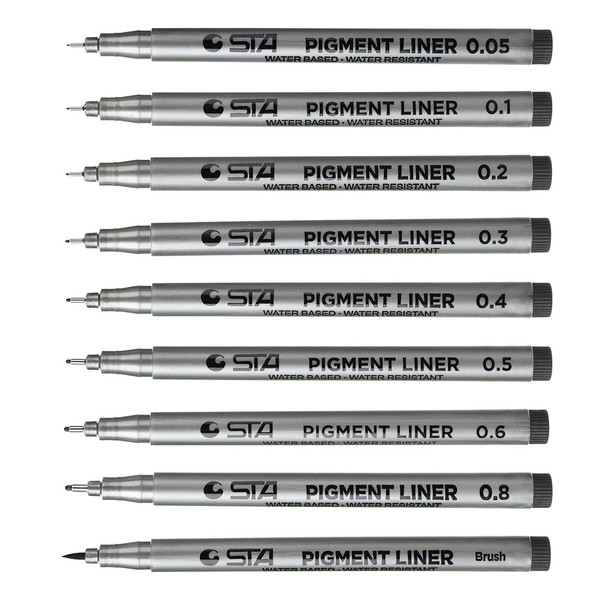 Willingood Fineliner Pigment Liner Set [9 Pieces] with 8 Line