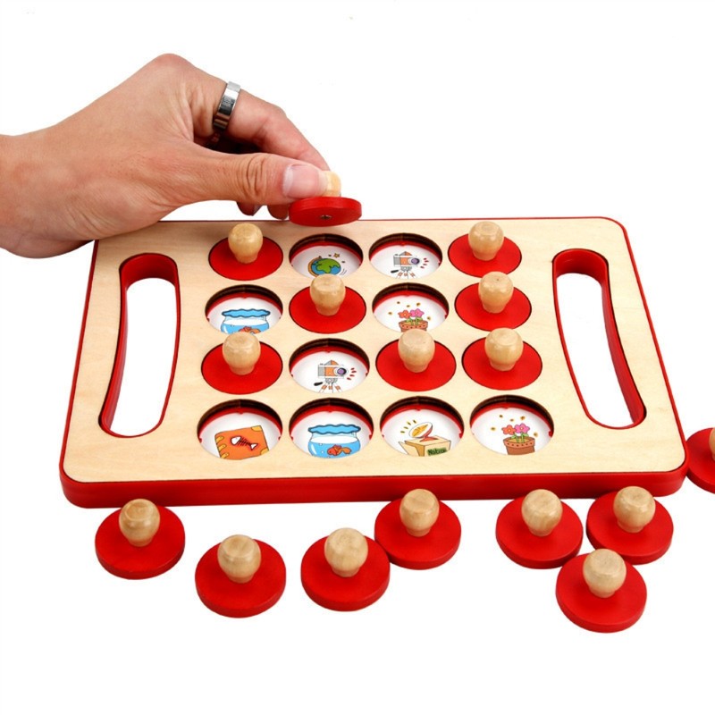 Children Wooden Memory Matching Game with Double Sided Cards Interactive