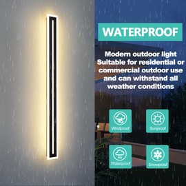 QHIUAT Modern Outdoor Lights 36W Outdoor Wall Sconce 47.2 Inch LED Exterior Light Fixture IP65 Sconces Wall Lighting Suitable for Porch Patio Garage