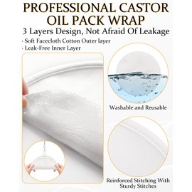 DLMDML 2Pcs Castor Oil Pack for Breast, Reusable Organic Castor Oil Wrap Breast Pad, Anti Leak Breast Nursing Pads for Women Relaxing Sleeping (White)