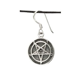 Baphomet Pentagram Earrings 925 Sterling Silver or 23, Silver