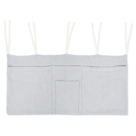 Ehrenkind® Bed Organiser for Hanging, Practical Bed Bag for Order on the Bed and in the Children's Room, Bed Storage Bag for Books and Cuddly Toys, Light Grey