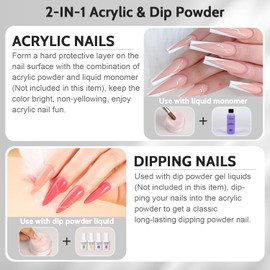 Lavender Violets 120g White Acrylic Powder Large Capacity Acrylic Nail Powder Polymer Professional Acrylic Application for Nail Extension Strengthen 2in1 3D French Nail Carving Manicure L002