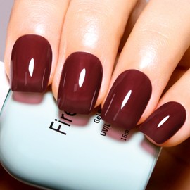 Firedeep Grape Red Gel Nail Polish 16ML Jelly Red Brown Color UV/LED Soak Off Neutral Gel Polish for Winter Spring 1Pcs