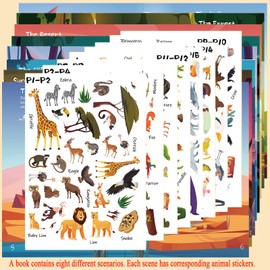 Sticker Books Educational Activity Quiet Stickers Book for Children Toddlers Boys Girls Animal