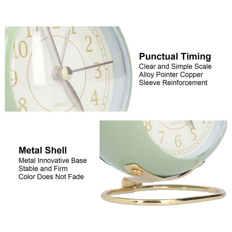 Alarm Clock Silent Non Ticking Metal Paint Power Saving Eye