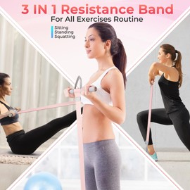 VICSKY Fabric Resistance Band with Handles - 120lb Exercise Cloth Band for Working Out & Yoga, Non-Slip Pull Strap for Full Body Sit Up, Home Fitness Tools (Pink)