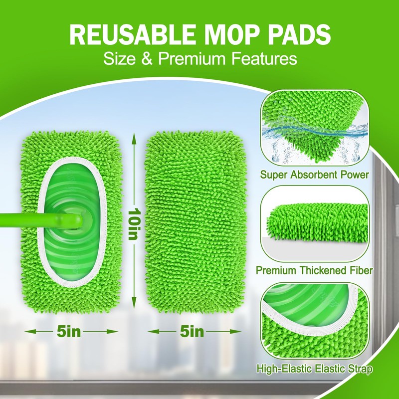 8 Pack Reusable Mop Pads Compatible with Swiffer Sweeper, Dry