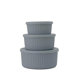 Chic.Mic bioloco plant deluxe bowl set, desert in dark grey, made of PLA plastic, dimensions: 5 x 12 cm, 6 x 14 cm, 7 x 15.5 cm, BPDT703