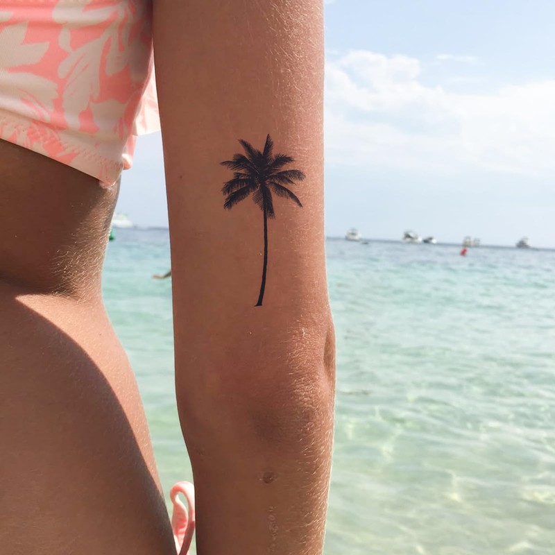 Tropical Palm Tree Semi Permanent Tattoos, Long Lasting 2 Weeks