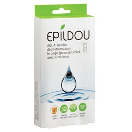 Epildou - Softepil lot de 32 bandes dépilatoires pour le corps (peau sensible) avec sucre brun naturel, soluble à l'eau pour nettoyer facilement les résidus