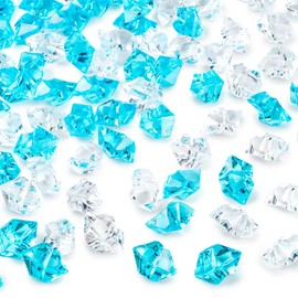 DomeStar 150PCS Fake Ice, Vase Filler Mixed Blue Fake Ice Rocks, Acrylic Crystals for Crafts Table Scatter Wedding Party Aquarium Tank Decorations