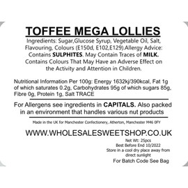 Toffee Mega Lollies (x25)