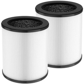 KJ80 Replacement Filter Compatible with Druiap KJ80 Air Purifier, 360° Rotating 3-in-1 Filter of H13 True HEPA Filter, Activated Carbon and Pre-filter, 2 Pack(Not for KJ150 & Happi KJ80)