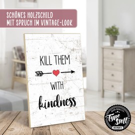 TypeStoff HS-01118 Wooden Sign with Saying - Kindness - Vintage Look with Quote as a Gift and Decoration on the Theme of Friendliness and Motivation