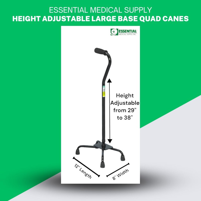 Essential Medical Supply Large Base Quad Cane in Black -