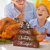 Smile Thanksgiving Decor Indoor Wooden Block Signs, Thankful Grateful Turkey
