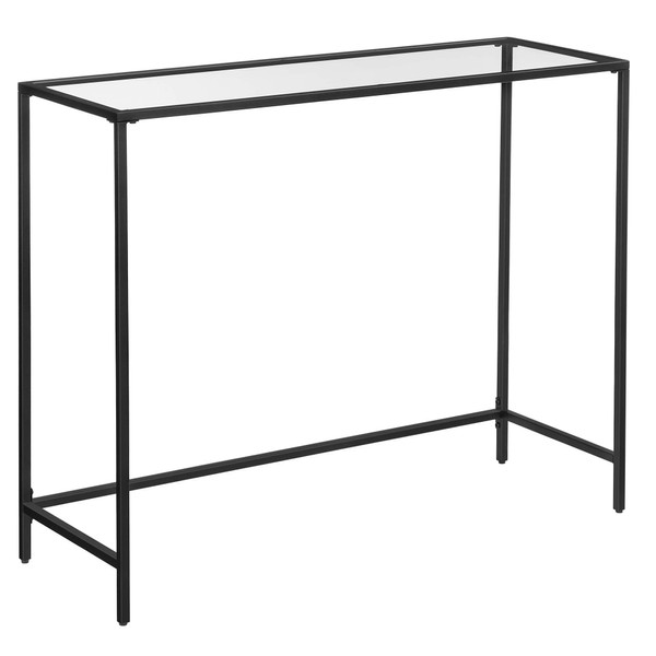 VASAGLE 39.4 Inches Console Table, Tempered Glass Sofa Table, Modern Entryway Table, Metal Frame, Easy to Assemble, Adjustable Feet, for Living Room, Hallway, Black ULGT026B01