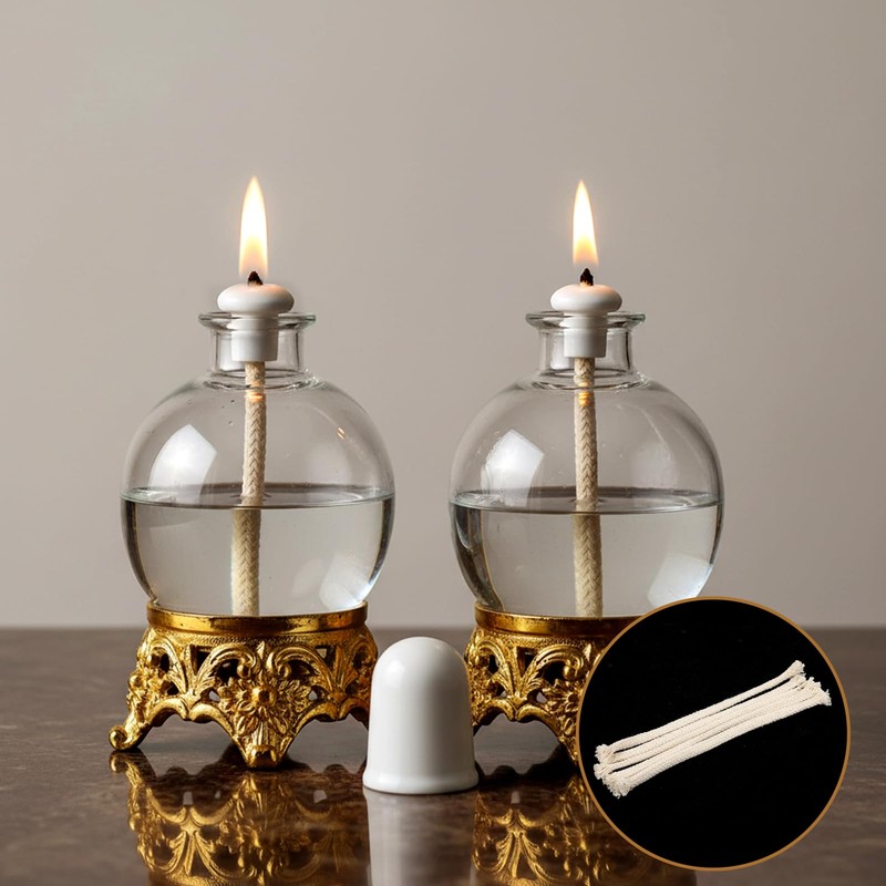 Round Cotton Oil Lamp Wicks 5 Pack Glass Tube Holder