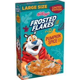 Kellogg's Frosted Flakes Breakfast Cereal, 8 Vitamins & Minerals, Large Size, Pumpkin Spice, 15.4oz Box (1 Box)