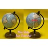 EXERZ 8cm Small Antique Globe with Wooden Base Handmade Decorative