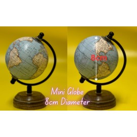 EXERZ 8cm Small Antique Globe with Wooden Base Handmade Decorative Globe (8cm Light Blue)