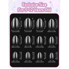 EBANKU Kids Fake Nails, 240PCS Short Almond Clear Nail Tips