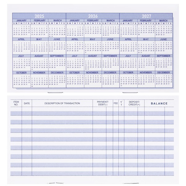 20 Pack Checkbook Register, Check Registers for Personal, Blank Ledger