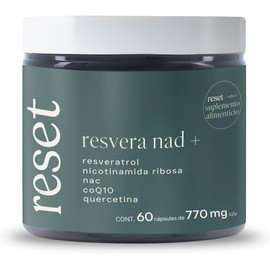 RESET WELLNESS | RESVERA NAD+ con Resveratrol, NAC, NR, Quercetina y Coenzima Q10 (60 cápsulas de 770 mg) apoya la energía celular y la salud general