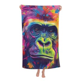 VANZEV Colorful Gorilla Beach Towel Animal Sand-Free Microfiber Bath Towel Ultra Soft Quick Dry Pool Towel Absorbent Towel Lightweight Towel Gifts for Outdoor Bathroom Swimming Decor 31inx51in